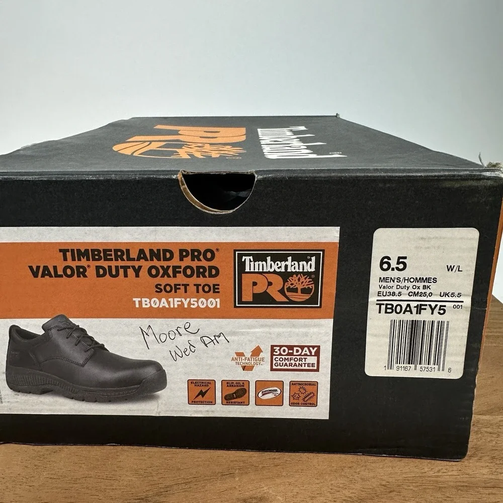 New NIB Mens‎ Timberland Pro Valor Duty Black Oxford Soft Toe Shoes Sz 6.5 W
